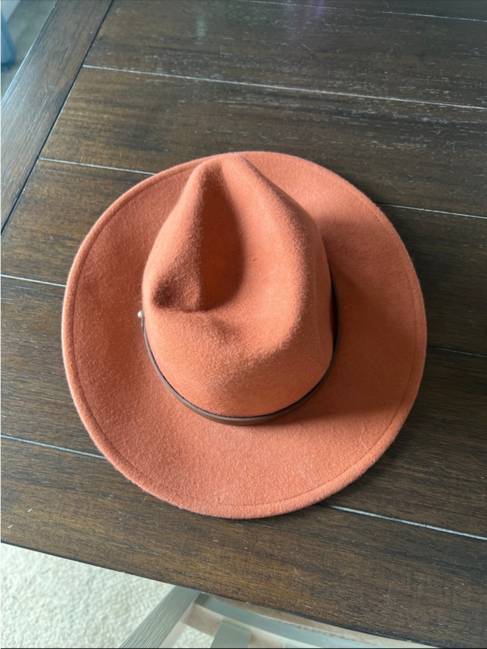 Altar'd State Rust Orange Felt Fedora with Brown Band